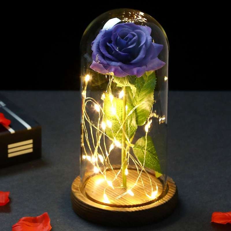 Artificial Eternal Rose Led Light Valentine Day Gifts(blue)