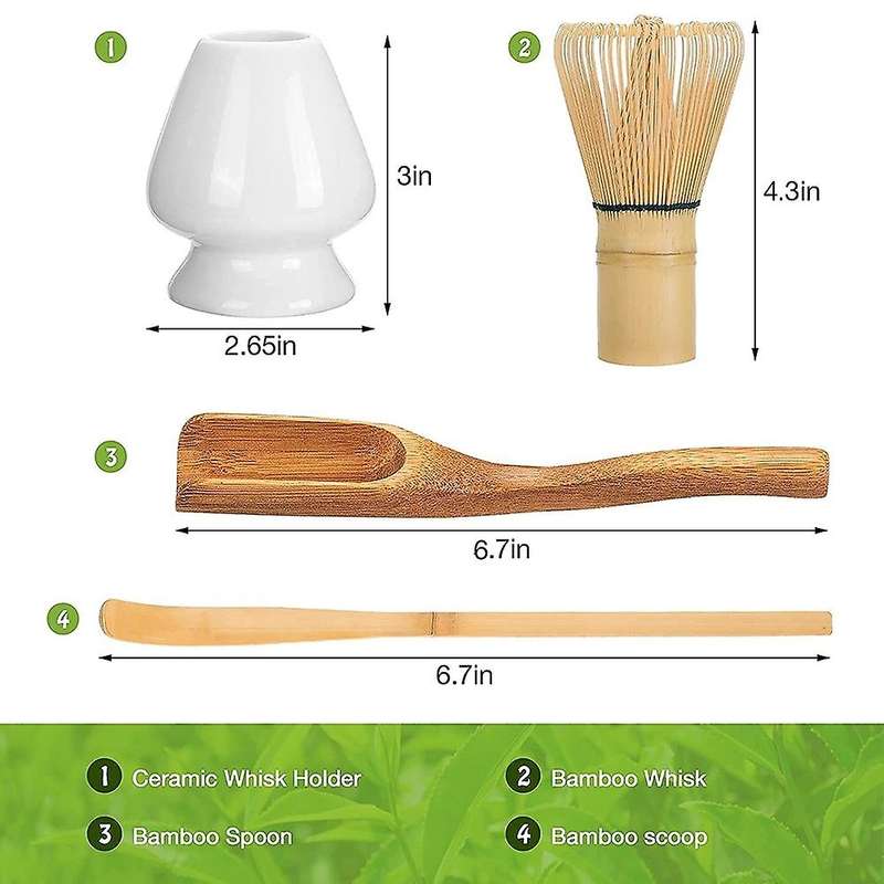 Matcha Whisk, Scoop and Tea Spoon, Ceramic Whisk Holder White