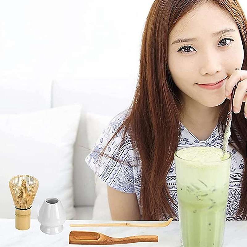 Matcha Whisk, Scoop and Tea Spoon, Ceramic Whisk Holder White