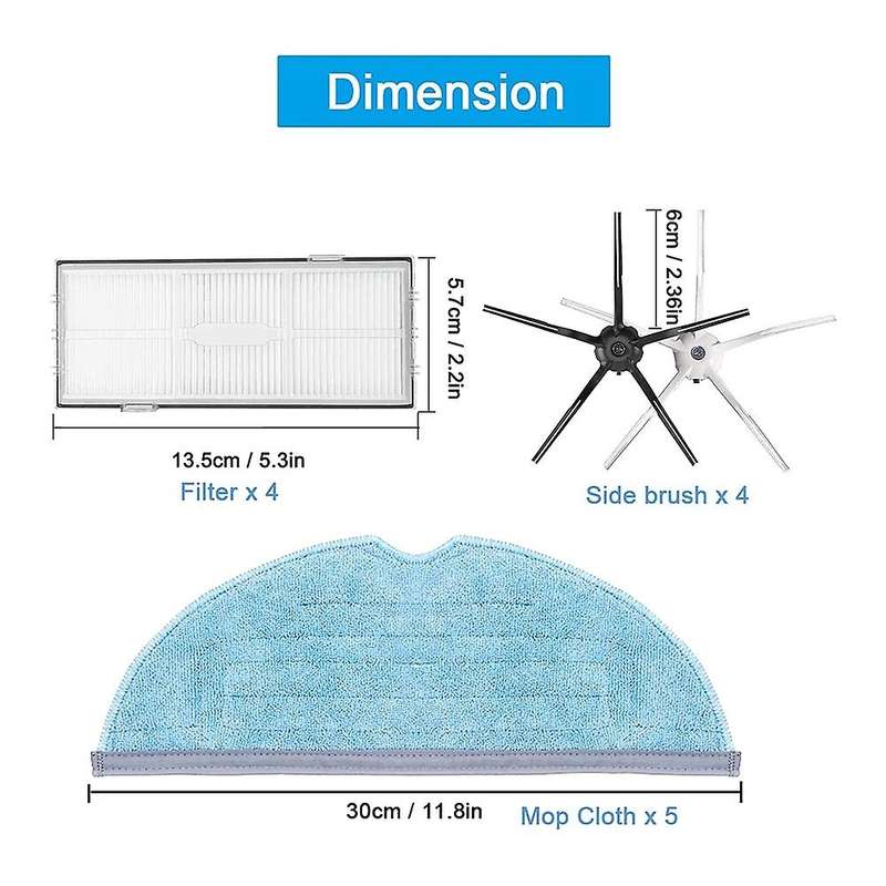 Replacement Parts Side Brush Filter Mops for Xiaomi Roborock T7s S7