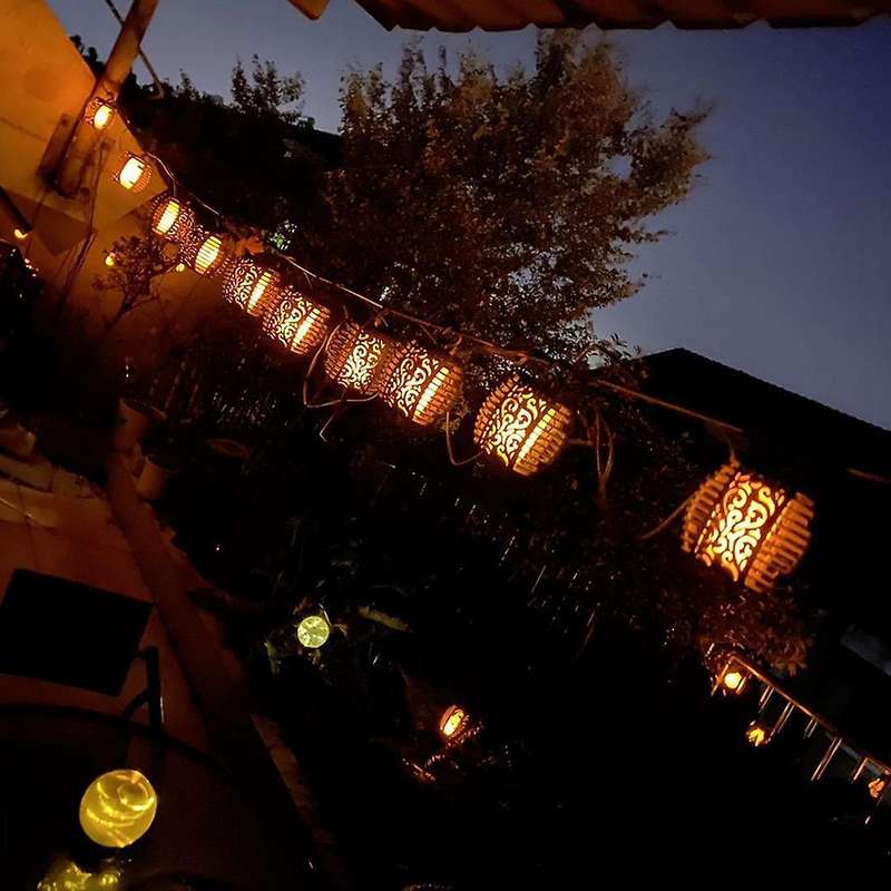 Led Solar Flame Lanterns Outdoors Solar Garden String Lights(6ball)