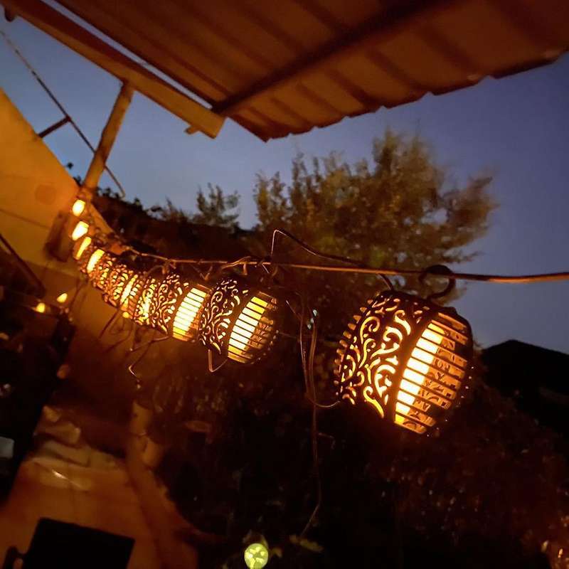Led Solar Flame Lanterns Outdoors Solar Garden String Lights(6ball)