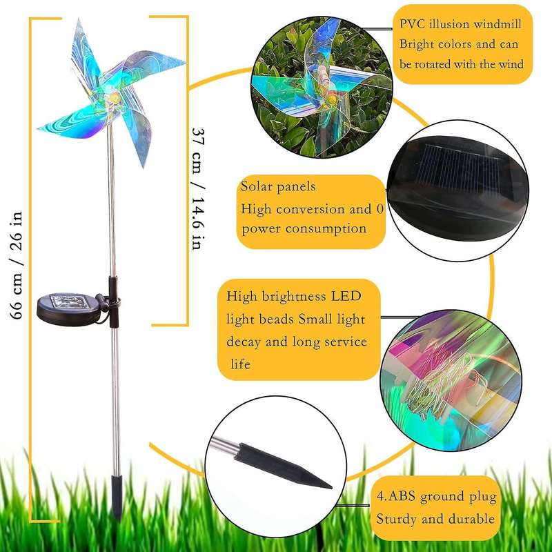 Solar Outdoor Lights Pinwheels Decorative for Garden Pathway House