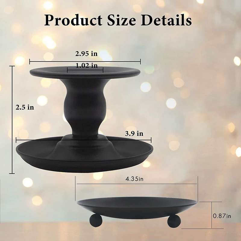 4pcs Iron Cylinder & Plate Candle Holder,for Wedding Home Decorative