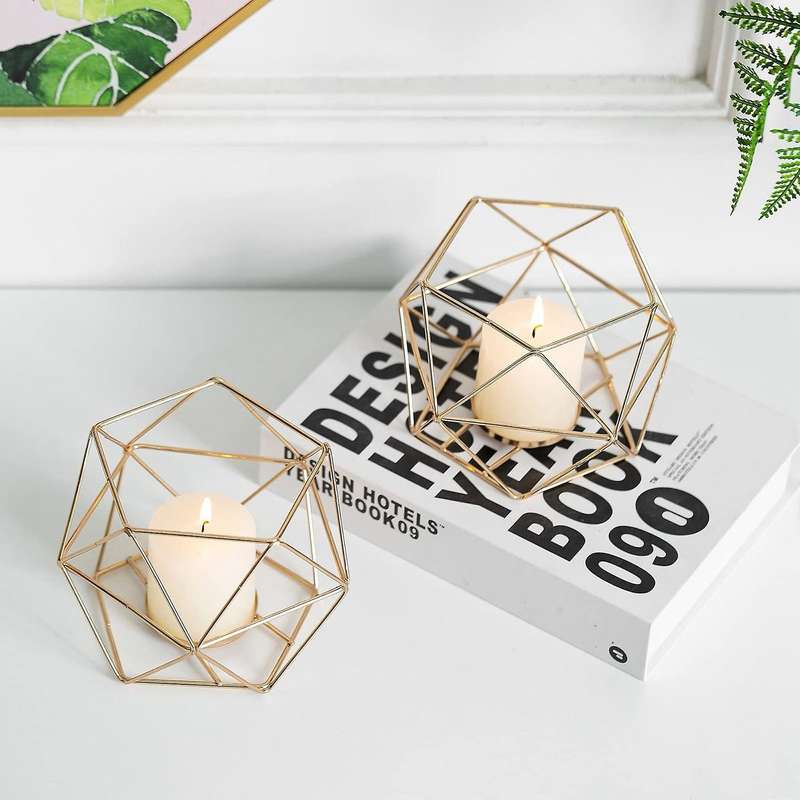 Candle Holder Set Of 2 Geometric Tea Lights Candle Holder for Home B