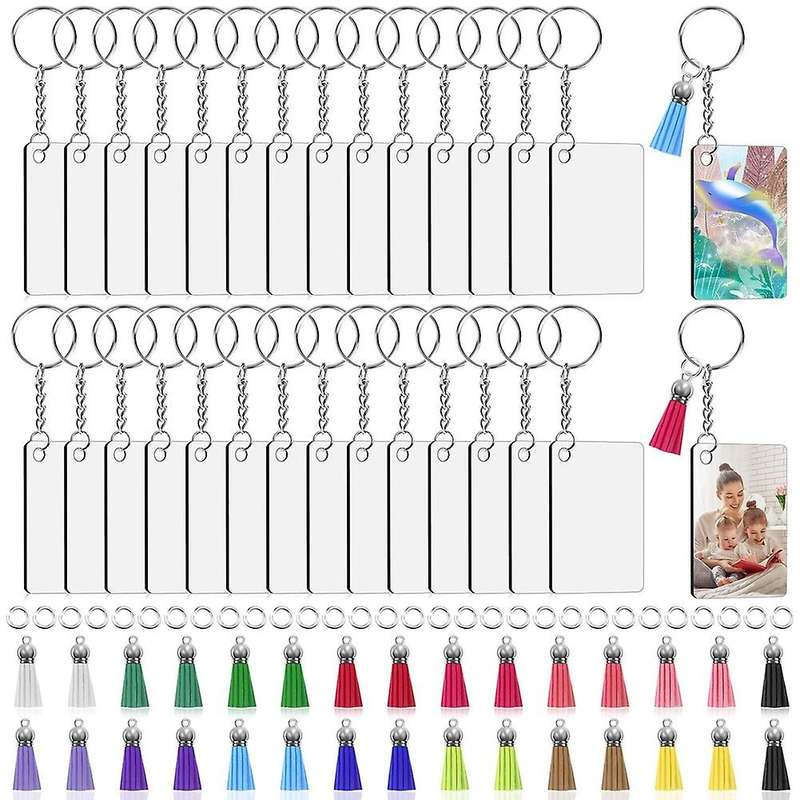 120pcs Keychain Blanks Set with Rectangle Sublimation Blanks for Diy