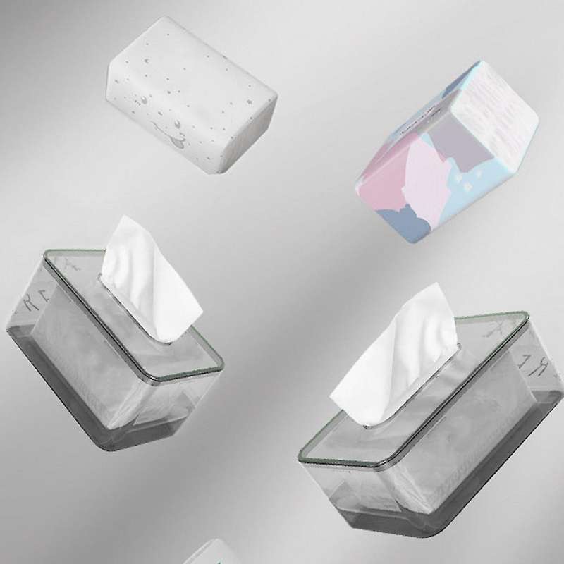 2pcs Tissue Box Living Room Drawing Paper Box (transparent Gray)