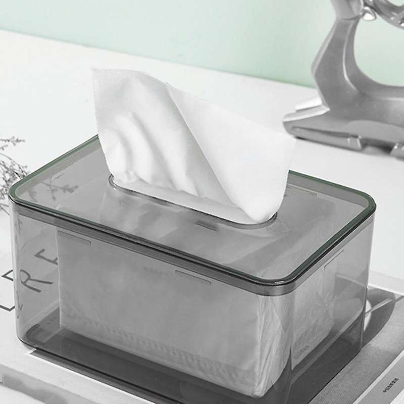 2pcs Tissue Box Living Room Drawing Paper Box (transparent Gray)