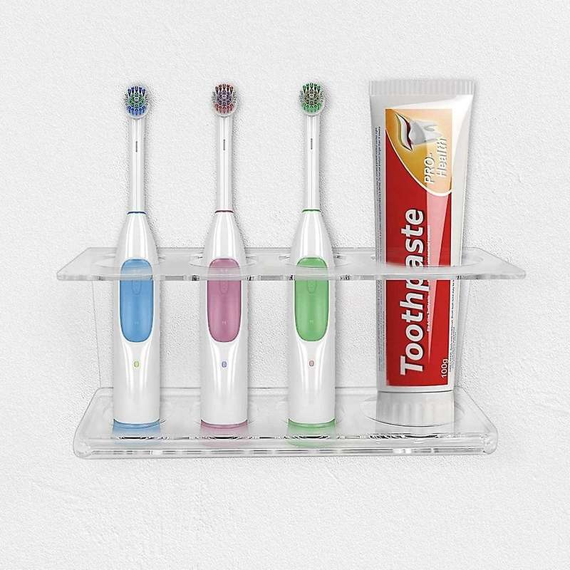 2 Pcs Wall Mounted Electric Toothbrush Holder 4 Slots Hanging Shelf
