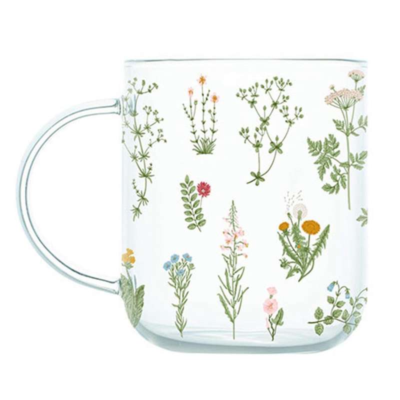 Grass Pattern Borosilicate Glass Milk Coffee Cup Drinkware Gift B