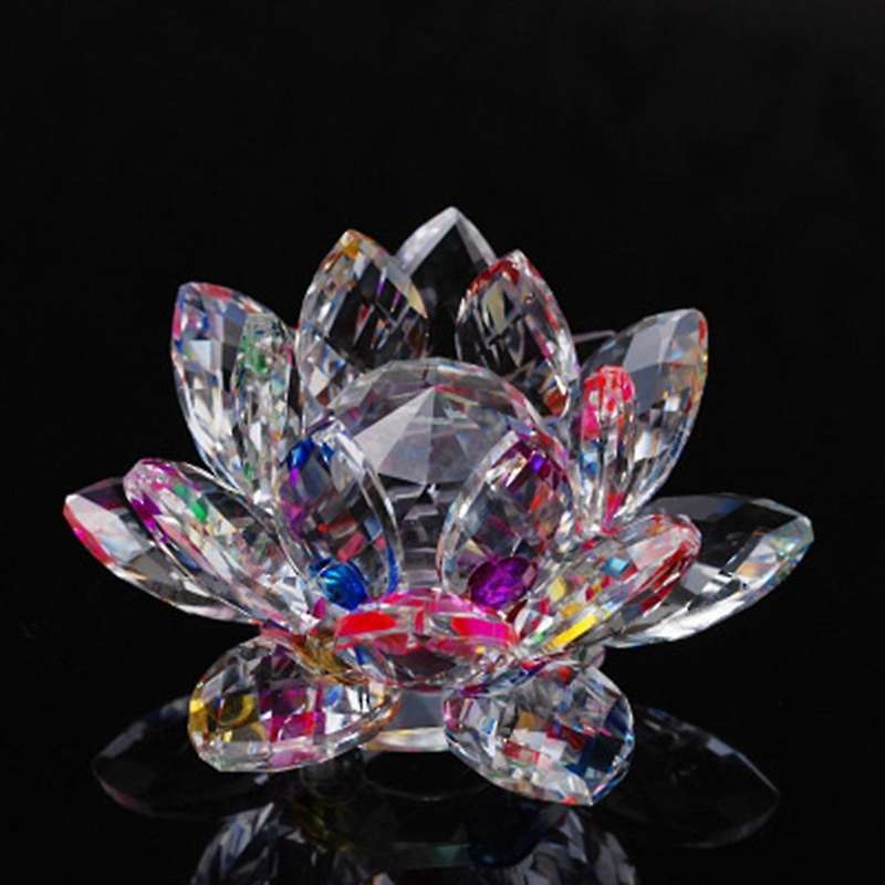 Glitter Crystal Lotus Flower Hue Reflection for Home 12cm-multicolor