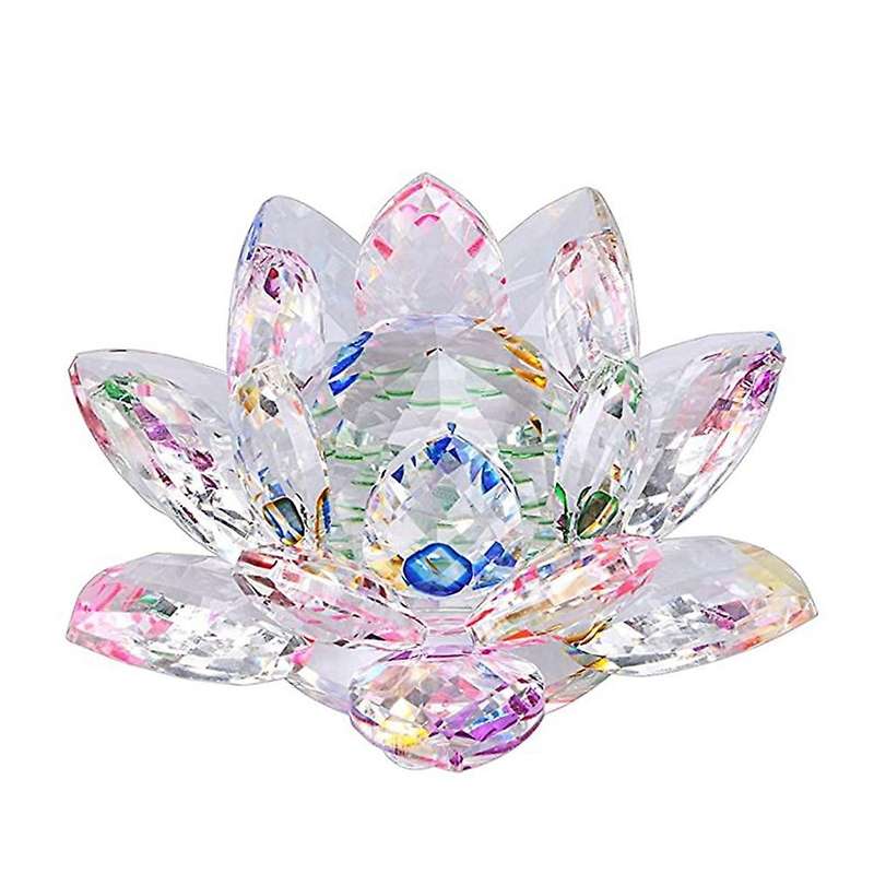 Glitter Crystal Lotus Flower Hue Reflection for Home 12cm-multicolor