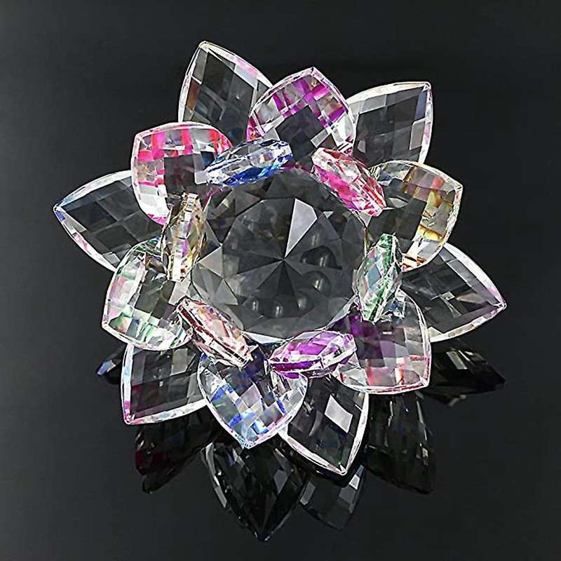 Glitter Crystal Lotus Flower Hue Reflection for Home 12cm-multicolor
