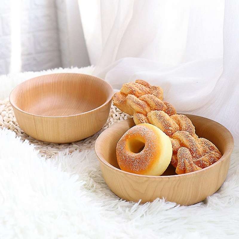 Creative Wooden Bowl Snack Bowl Household Thick-bottomed Bowl, S