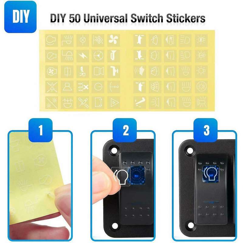 3gang Aluminum Panel Toggle Dash 5 Pin On/off Pre-wired Rocker Switch