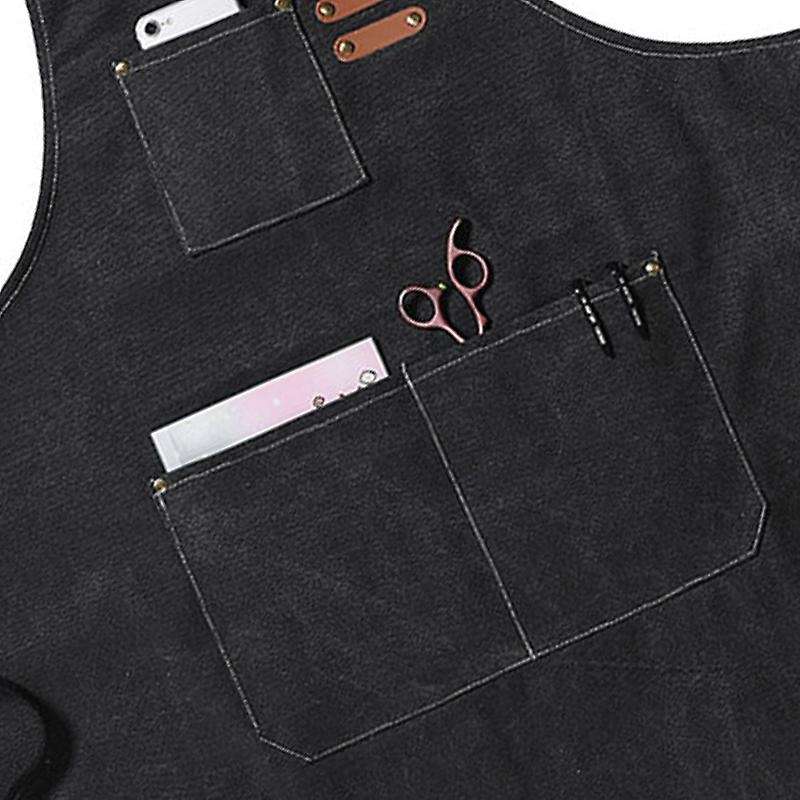 Canvas Kitchen Apron for Men Women Cooking Apron 3 Pockets(purple)