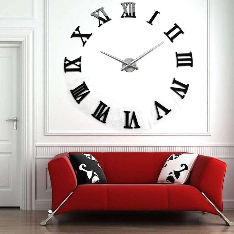 Wall Clock, Diy 3d Wall Clock, Large Design with Roman Numerals
