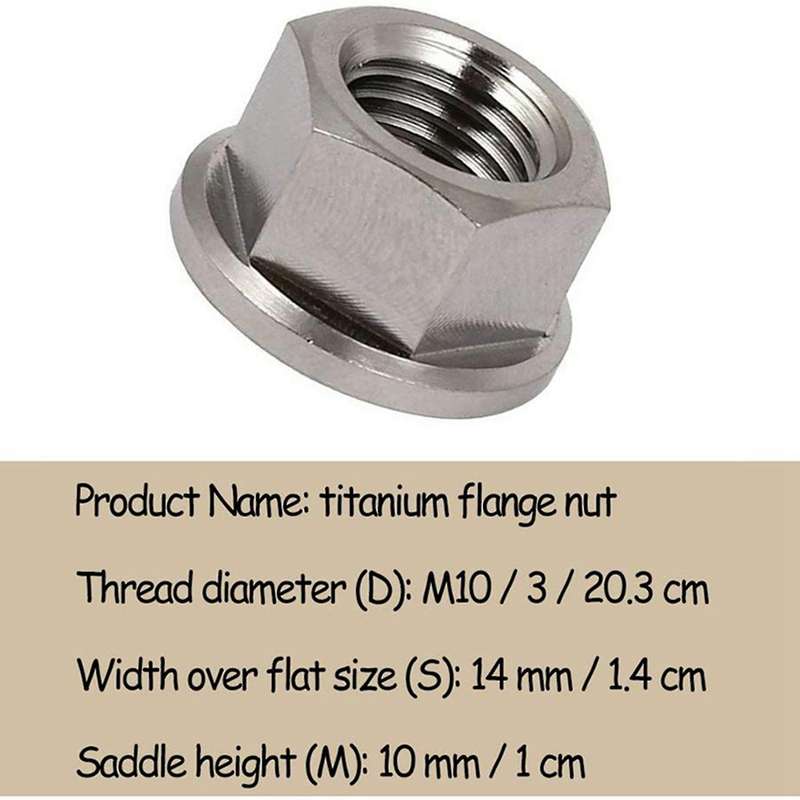 6pcs M10 X 1.25 Mm Tc4 Titanium Flanged Nut for Bicycle Motorcycle