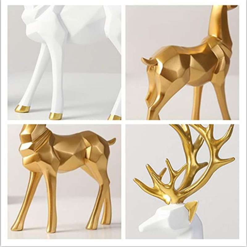 Origami Elk,resin Sitting Standing Deer Statues,for Home Decoration-d