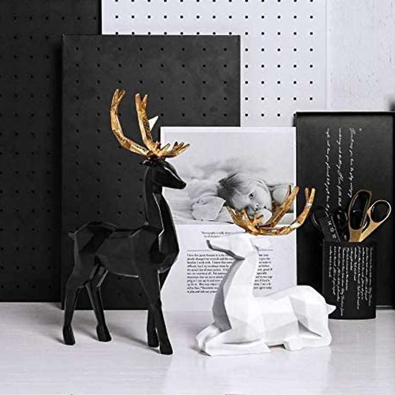 Origami Elk,resin Sitting Standing Deer Statues,for Home Decoration-d