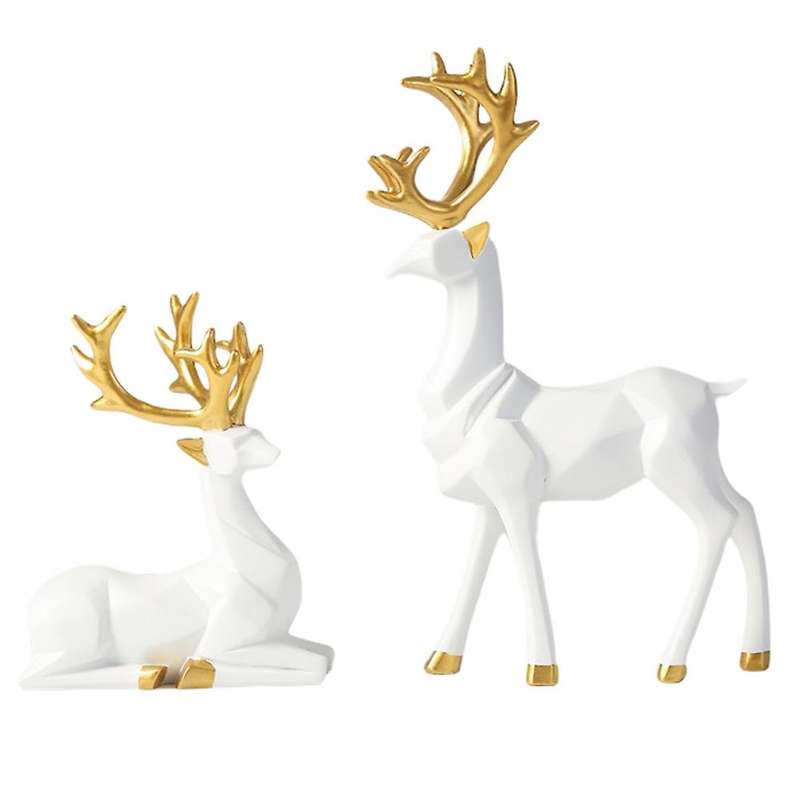 Origami Elk,resin Sitting Standing Deer Statues,for Home Decoration-d