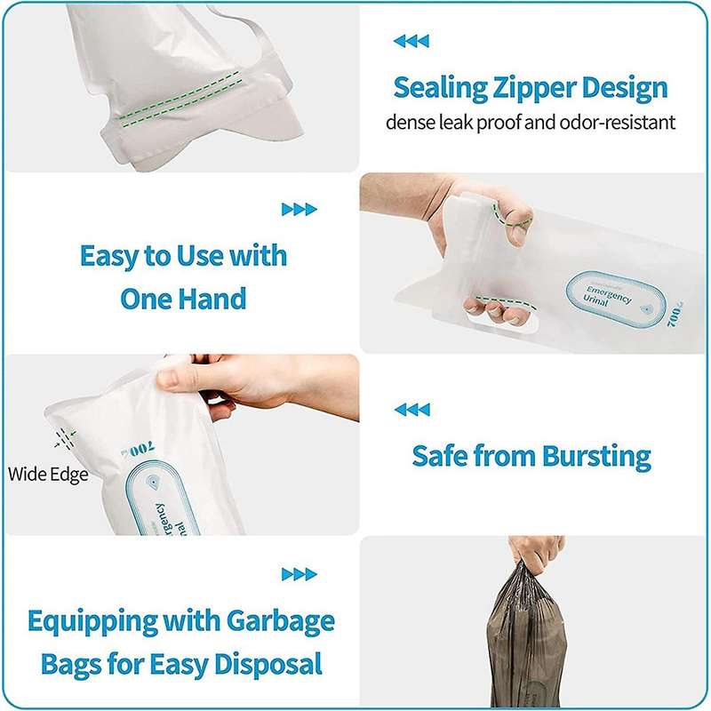 20pcs Disposable Urine Bags, 700ml Urine Bags for Man, Women