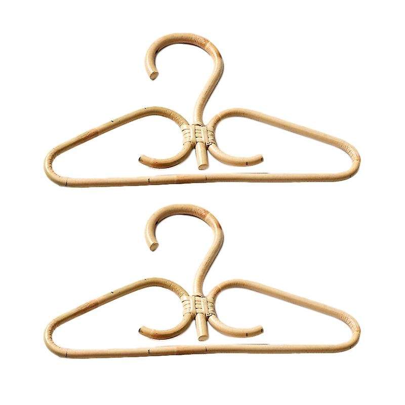 Rattan Clothes Hanger Natural Rattan Hand-woven 3 Hook Hanger 30x20cm