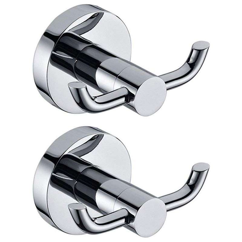2pcs Stainless Steel Towel Holder Hooks Brass 2 Hook Chrome