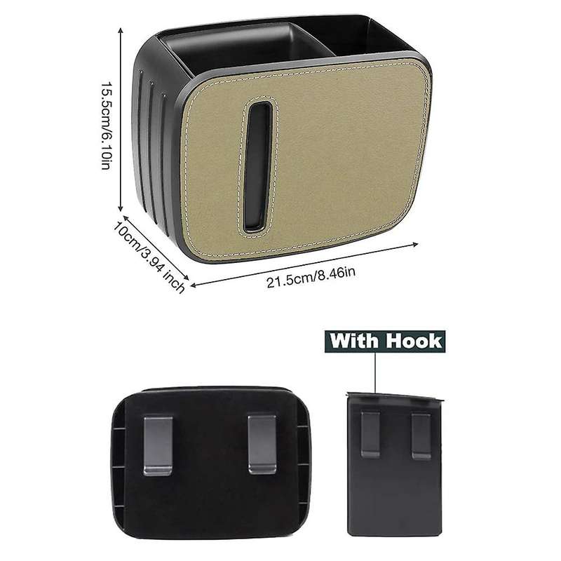 Car Backseat Organizer, 3 In 1 Car Trash Can with Tissue Holder Box