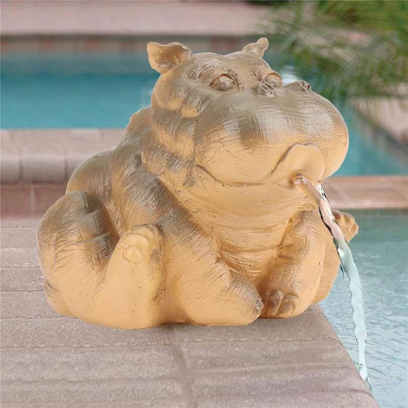 Hippo Pond Spitter Statue,animal Pond Sprinkler,for Garden Decoration