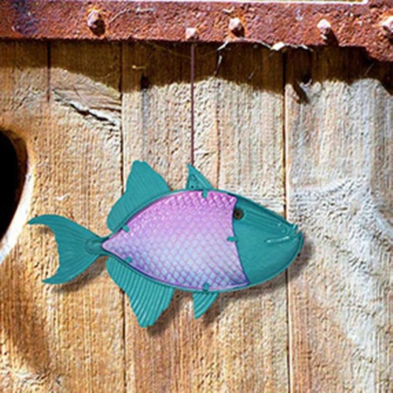 Metal Fish Wall Hanging for Garden Miniature Statues and Ornaments