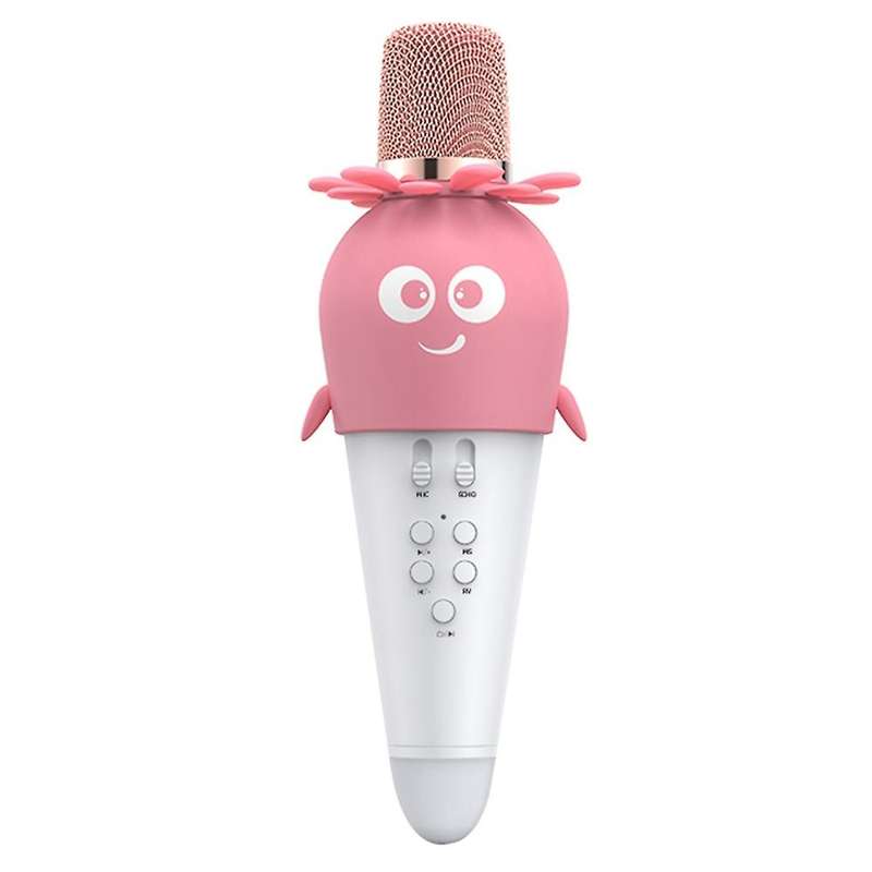 Bluetooth Condenser Mic Speaker with Led Lights for Kids Pink