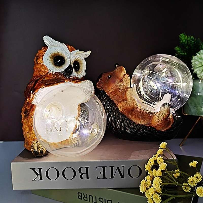 Outdoor Garden Sculpture Decoration Animal Solar Led Light Owl