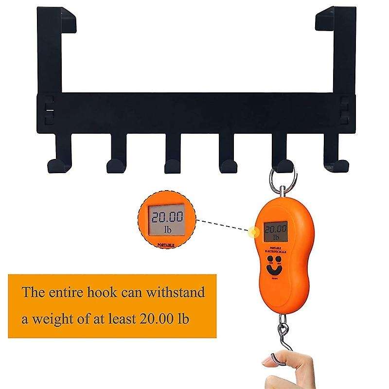 2 Packs Over Door Hooks, 6 Hooks Metal Hooks for Hanging (black)