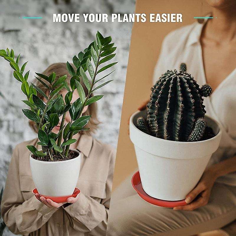 Plant Saucer 6 Pack 13.5 Inch Plastic Plant Trays(red)