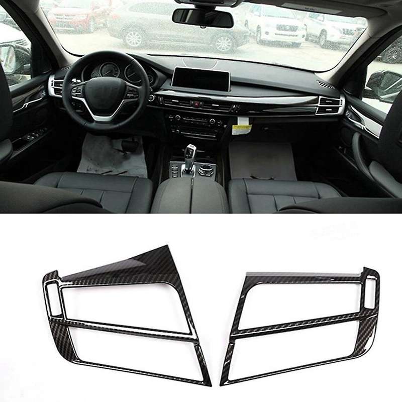 2pcs Car Air Vent Frame Cover for Bmw X5 X6 F15 14-18 Carbon Texture