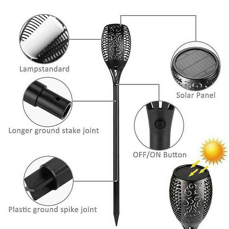 4pcs Solar Torch Flame Dancing Light Led Flickering Garden Flame Lamp