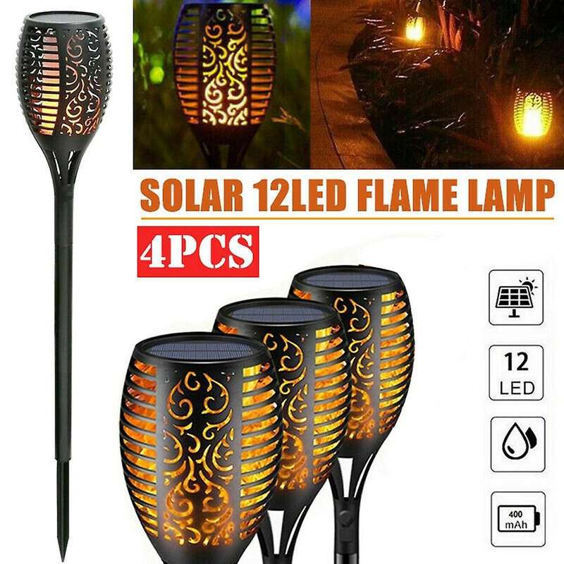 4pcs Solar Torch Flame Dancing Light Led Flickering Garden Flame Lamp
