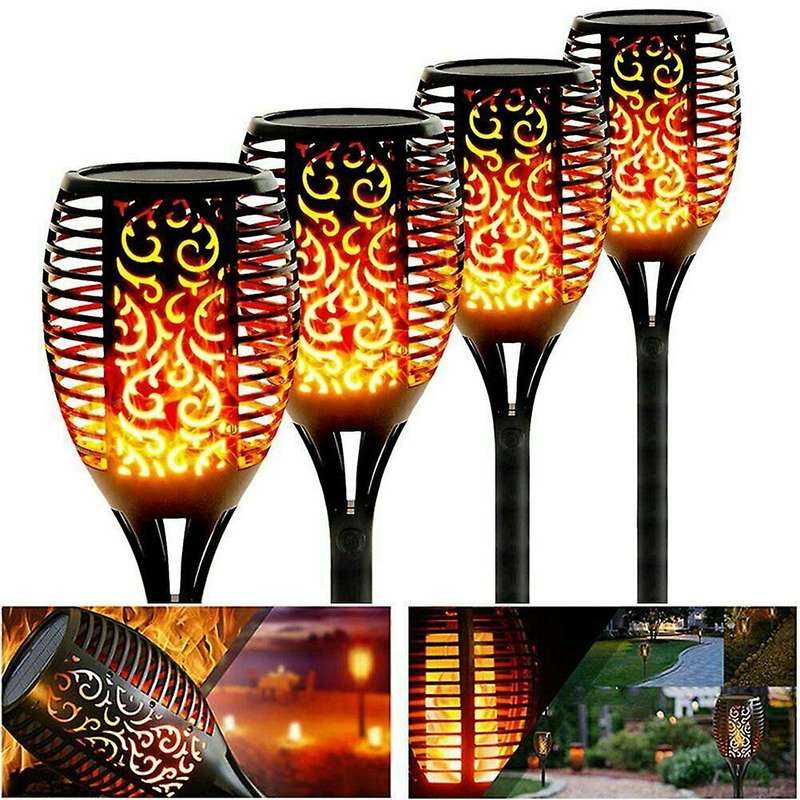 4pcs Solar Torch Flame Dancing Light Led Flickering Garden Flame Lamp