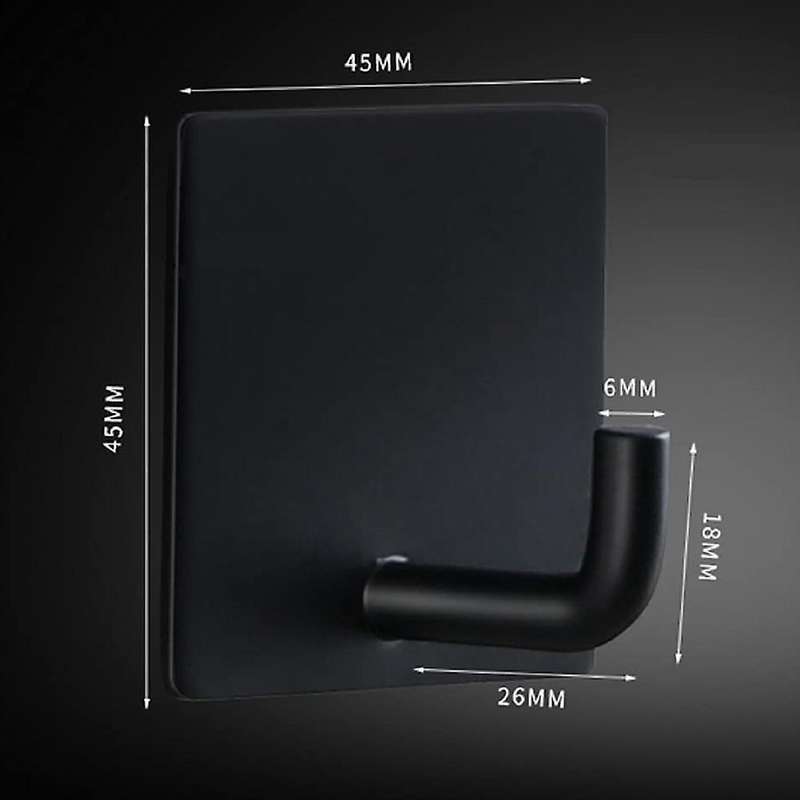 Hooks Self-adhesive Towel Hooks 12 Pieces,stainless Steel Black