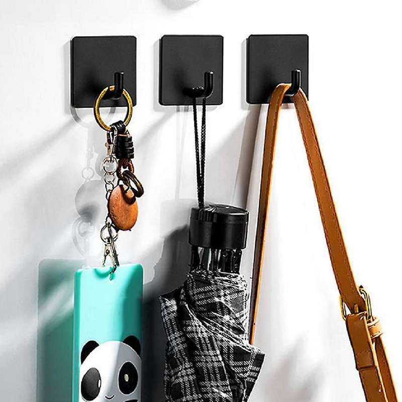 Hooks Self-adhesive Towel Hooks 12 Pieces,stainless Steel Black