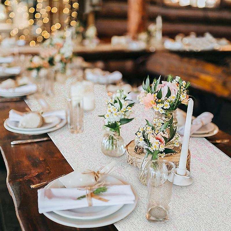 Sequin Table Runner White Glitter Runner for Rectangle