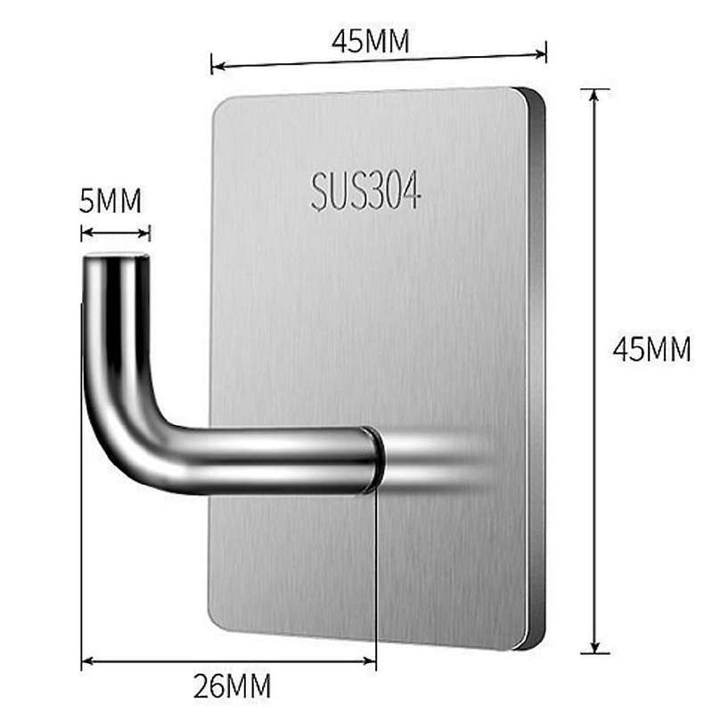 Hooks Self-adhesive Towel Hooks 12 Pieces,stainless Steel Silver