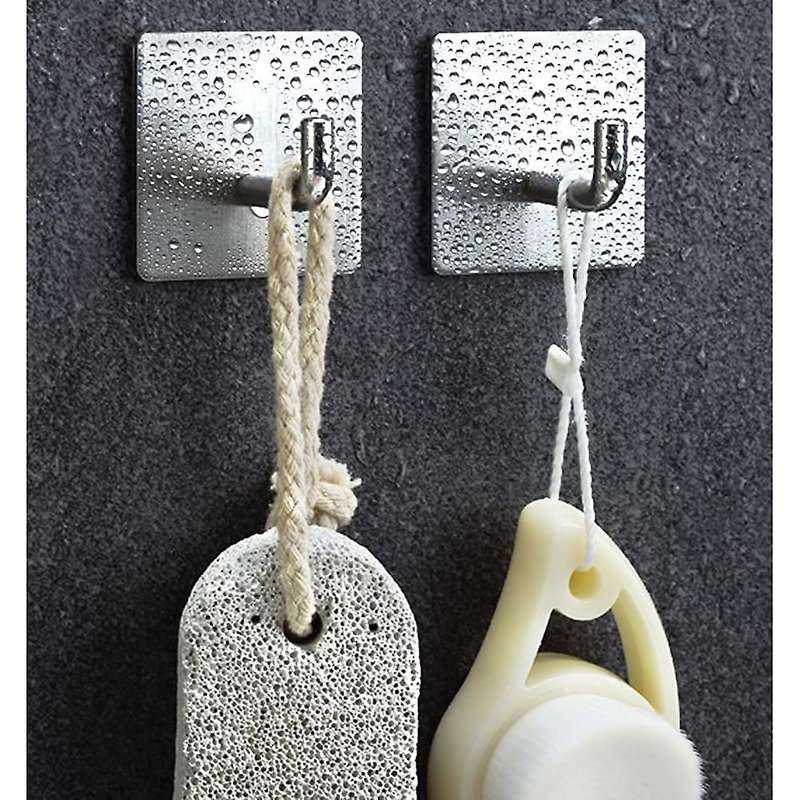 Hooks Self-adhesive Towel Hooks 12 Pieces,stainless Steel Silver