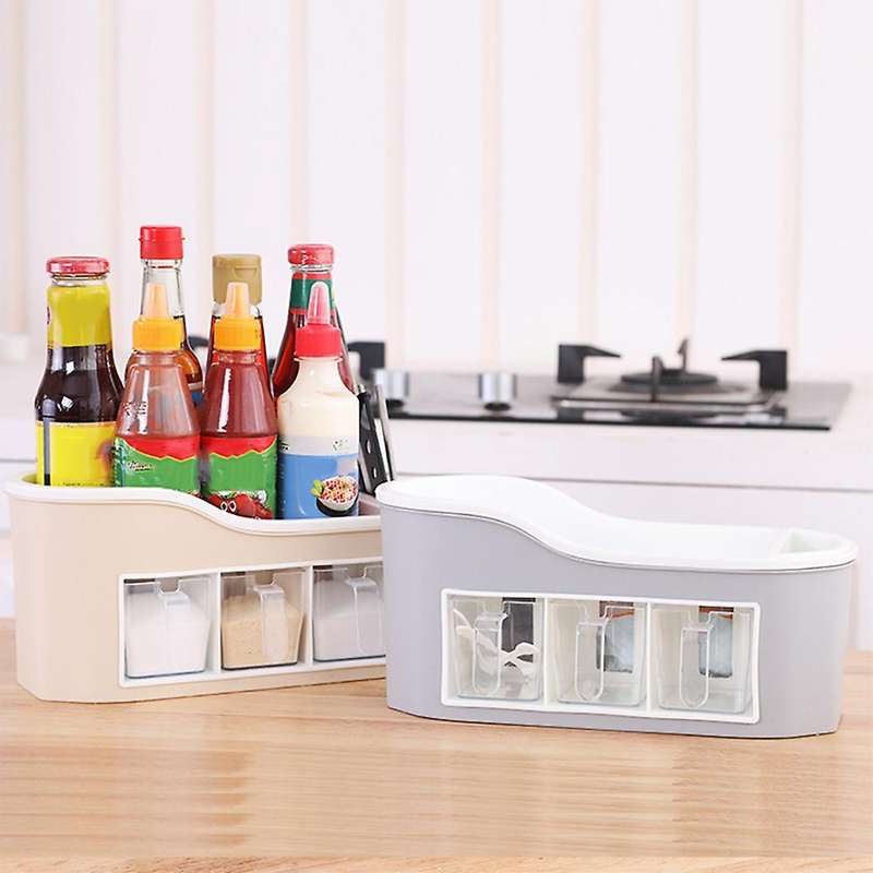 Multifunctional Spice Box Rack Storage Container Salt Storage (grey)
