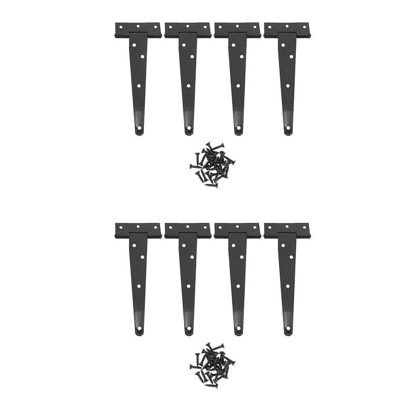 8 Pcs 6 Inch Door Hinges T-strap Tee for Wooden Gates Hinges (black)