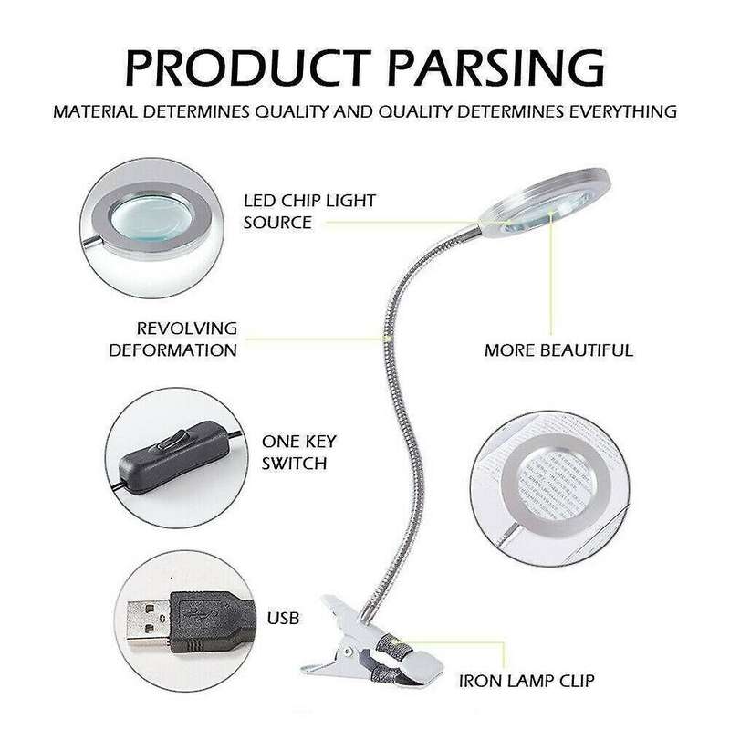 8x Magnifying Glass Beauty Nail Salon Tattoo Magnifier Lamp Light