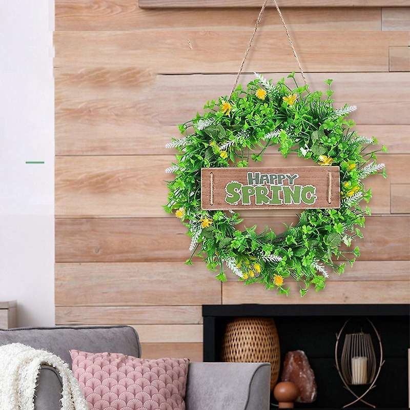 Wreaths for Front Door 16 Inch with Welcome Sign Farmhouse Wreath