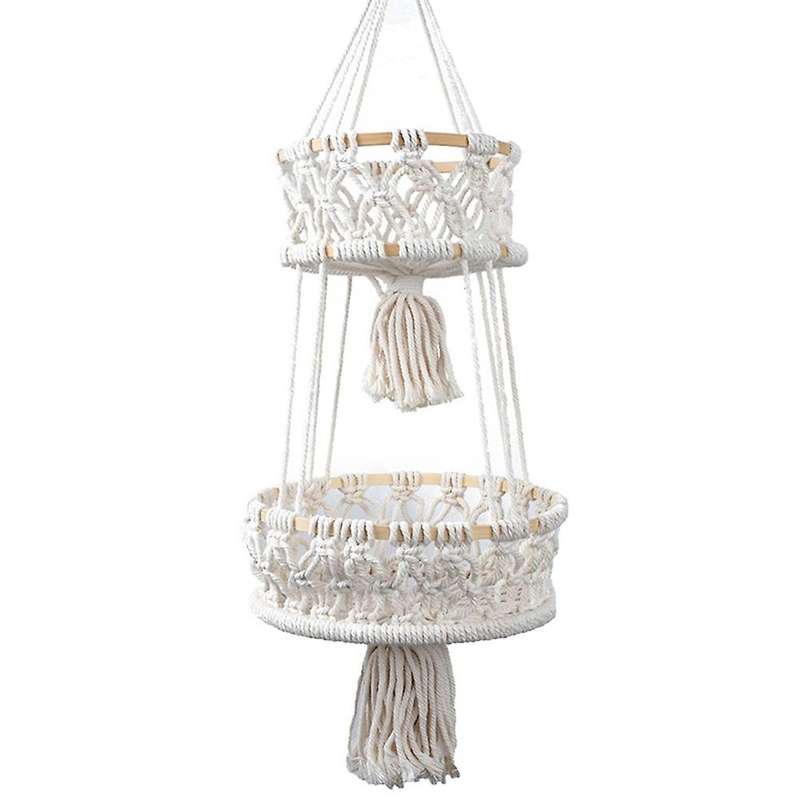 Hanging Baskets - for Kitchen Boho Decor Hanging Plant Holder 2 Tier
