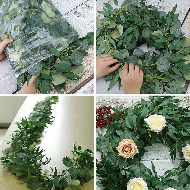 3 Pack 6.5 Feet Artificial Eucalyptus Garland for Wedding Party Home